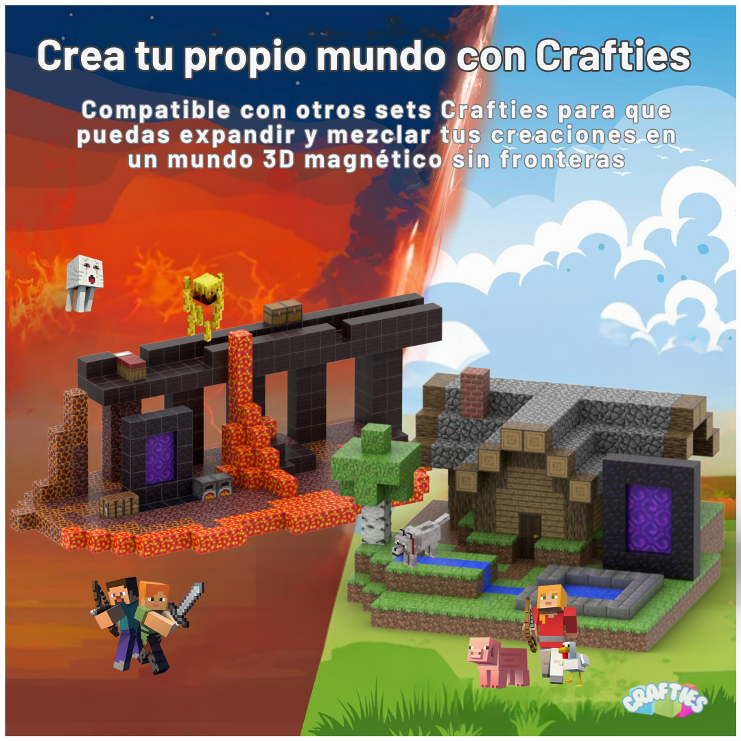 Crafties 128 Piezas Set Bloques de Construcción Magnéticos
