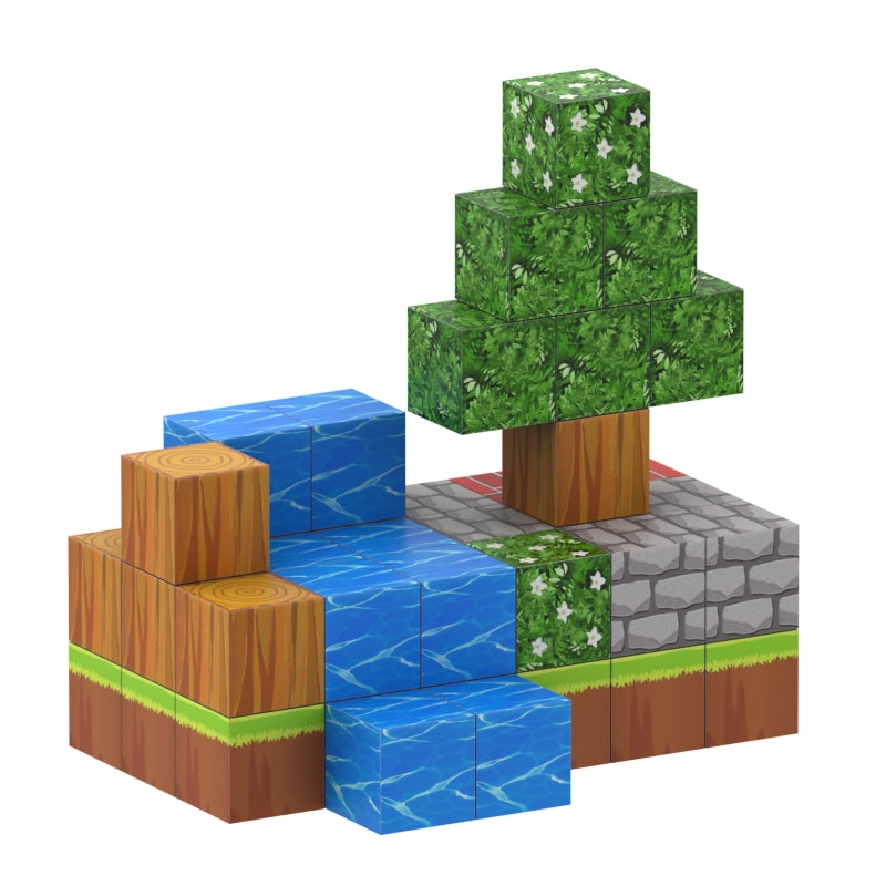 Crafties 48 Piezas Variadas Bloques de Construcción Magnéticos