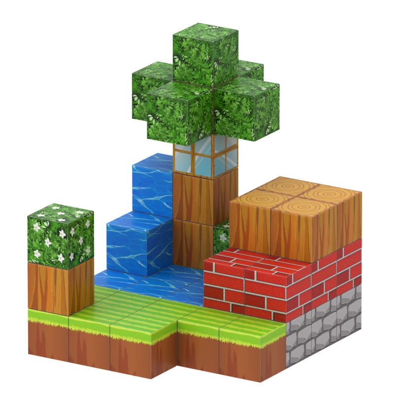 Crafties 48 Piezas Variadas Bloques de Construcción Magnéticos