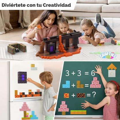 Crafties 128 Piezas Set Bloques de Construcción Magnéticos