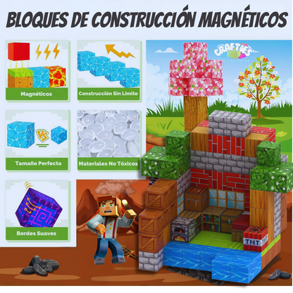 Crafties 48 Piezas Mini Set Bloques de Construcción Magnéticos