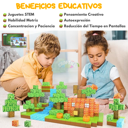 Crafties 48 Piezas Mini Set Bloques de Construcción Magnéticos