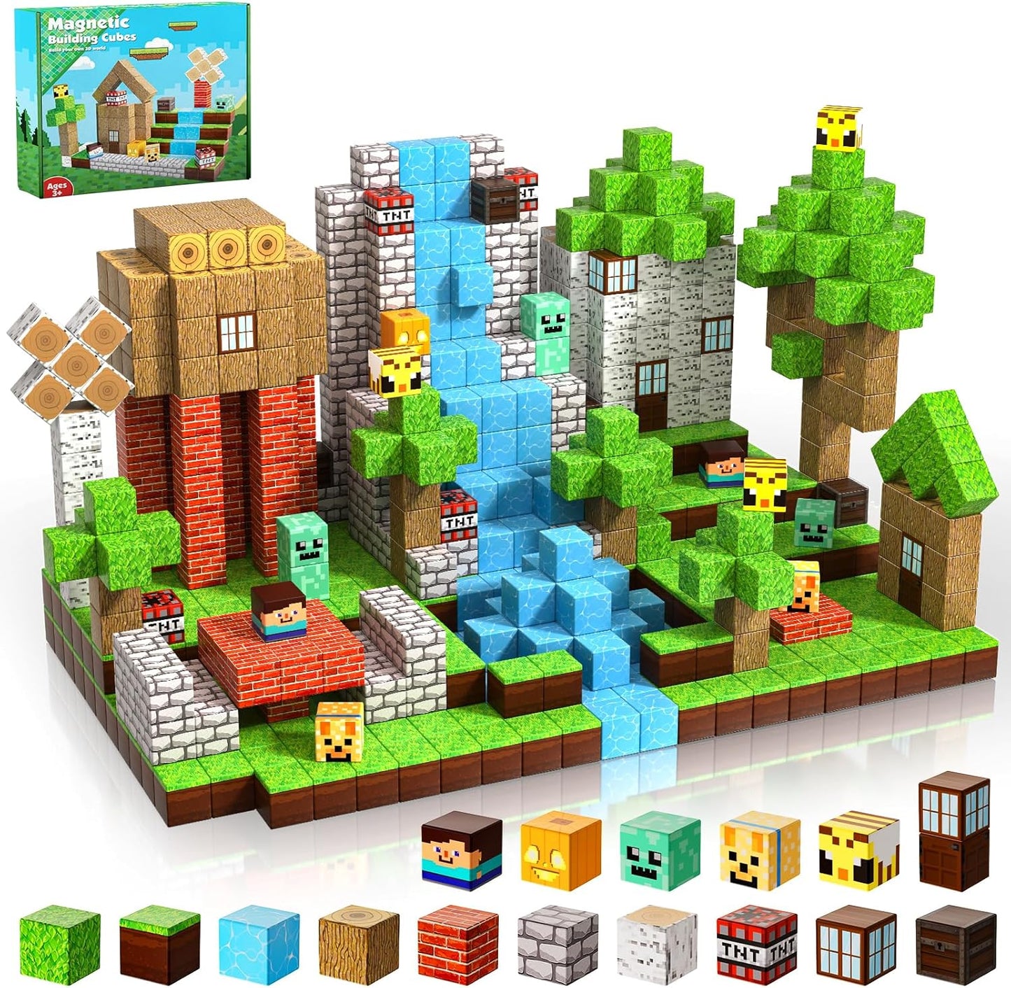Crafties 100 Piezas Variadas Bloques de Construcción Magnéticos