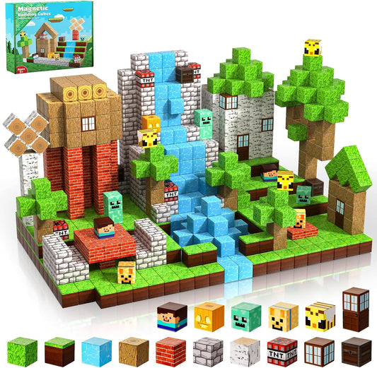 Crafties 100 Piezas Variadas Bloques de Construcción Magnéticos