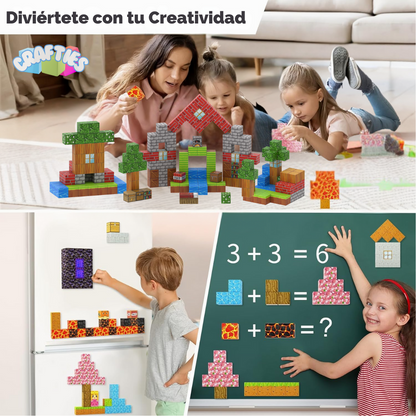 Crafties 48 Piezas Mini Set Bloques de Construcción Magnéticos