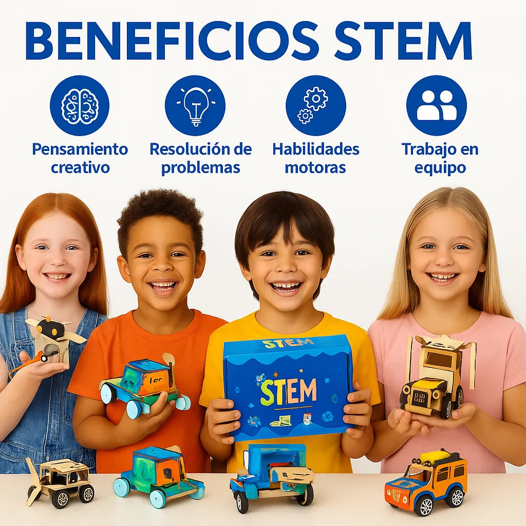CRAFTIES Kit Stem 5 Robots de Madera Educativos Con Motor