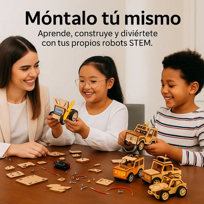 CRAFTIES Kit Stem 5 Robots de Madera Educativos Con Motor