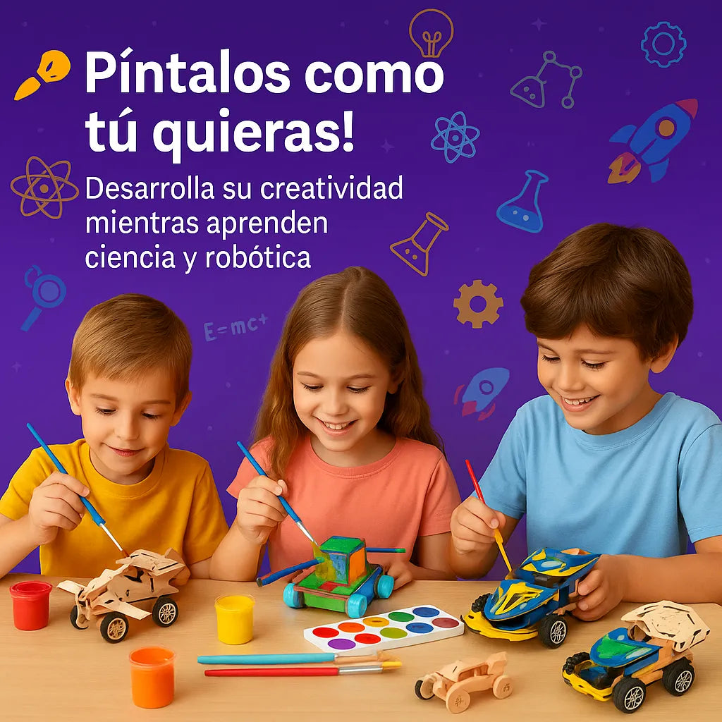 CRAFTIES Kit Stem 5 Robots de Madera Educativos Con Motor