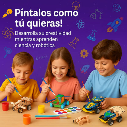 CRAFTIES Kit Stem 5 Robots de Madera Educativos Con Motor