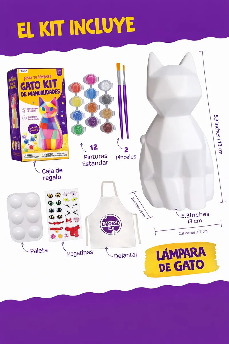 Kit Para Pintar Lámpara De Gato Infantil Creativo Manualidad