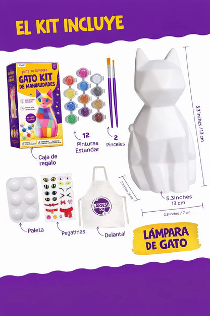 Kit Para Pintar Lámpara De Gato Infantil Creativo Manualidad