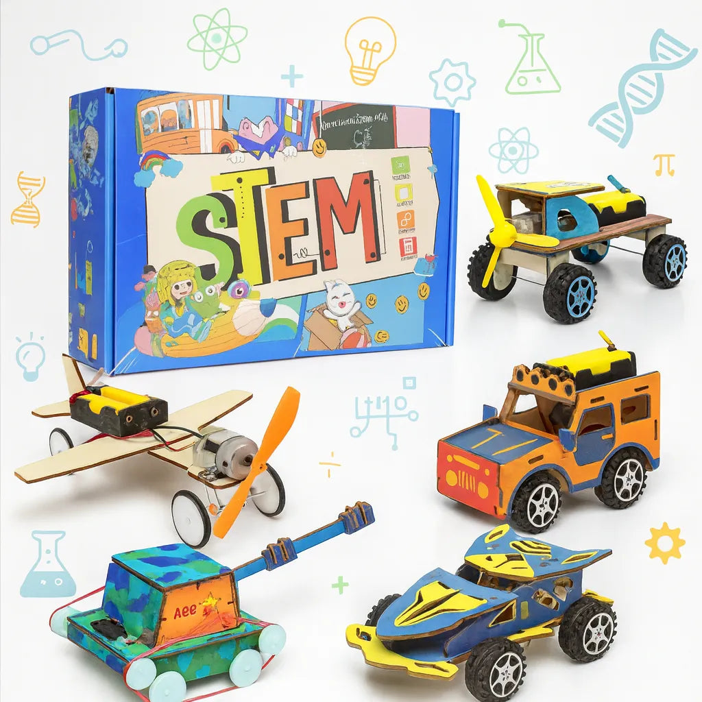 CRAFTIES Kit Stem 5 Robots de Madera Educativos Con Motor