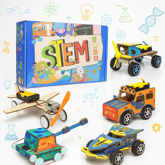 CRAFTIES Kit Stem 5 Robots de Madera Educativos Con Motor
