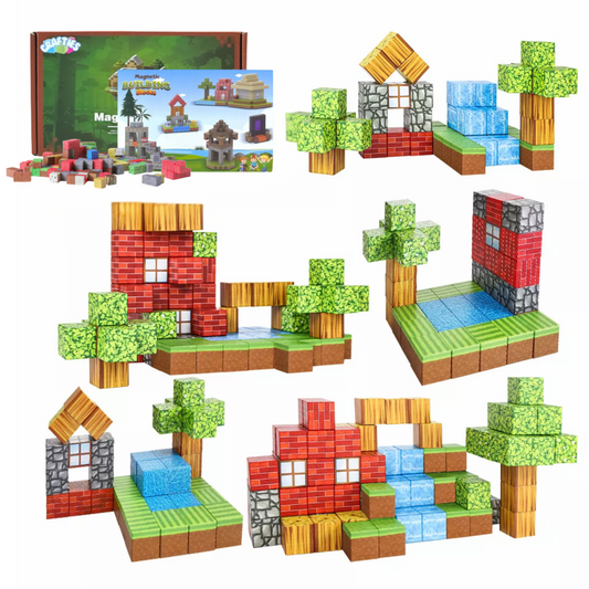 Crafties 48 Piezas Variadas Bloques de Construcción Magnéticos
